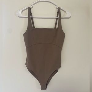 Forever 21 Knit Bodysuit in Taupe, Size Medium